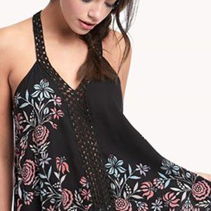 Ella Moss Black Floral Tank Blouse